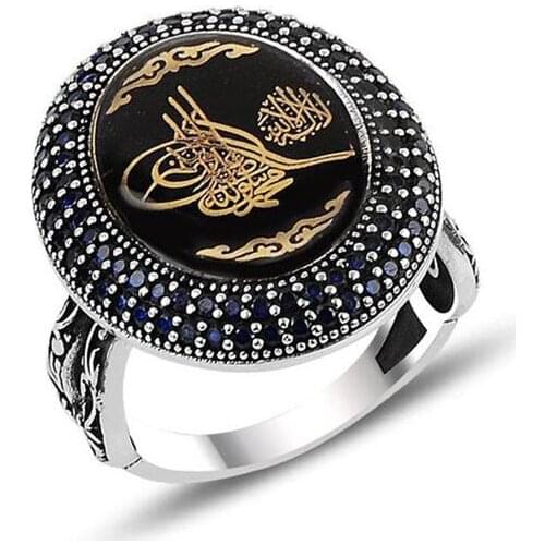 Handmade Mans Enamel Stone Black Gemstone Ring, Mans 925 Silver Ring, Enamel Stone Ring, Silver Handmade Ring,Arabic Ring