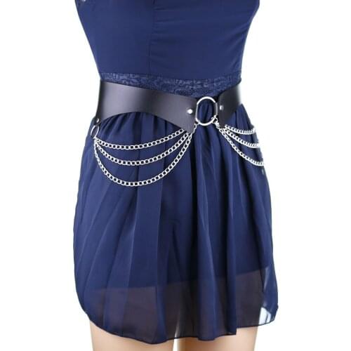 Leather Waist Harness Chain Belt Rave Body Jewelry for Women and Girls Festival Fashion Gothic Accessories