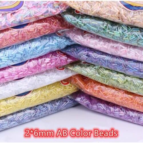 2x6mm Austrian Crystal Glass Tube Round Seed Beads Long Tube Bead for Garment Sew Accessories Necklace DIY Jewelry Making