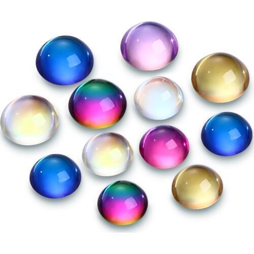 Round Transparent Colorful Hemispherical Rhinestones Wedding Dress Flatback Smooth Glass Crystal for Clothes Jewelry Bags 20pcs
