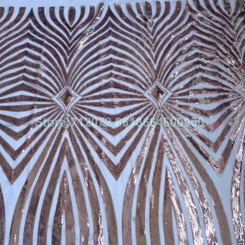 La Belleza 1 yard Champgane/silver/red/gold sequins lace fabric