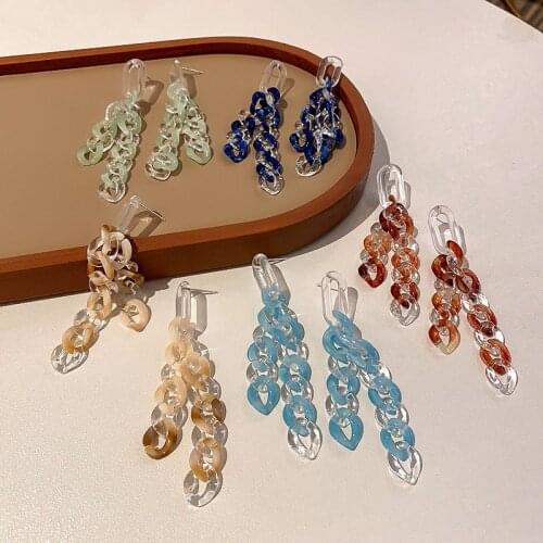 Fashion Chain Design Long Earrings Korean Style Creative New Jewelry Personality Color-Jointed Earings