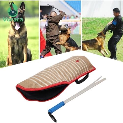 Professional Dog Bite Training Protection Sleeve Set with 57cm Whip Agitation Stick Bite Target Horse Dogs Training Arm Sleeve