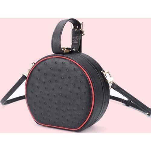 Dae new South Africa Ostrich leather Female bag Genuine leather Single shoulder bag Round cakes mini female Inclined