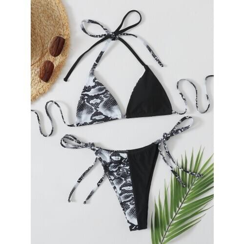 Sexy Triangle Push Up Brazilian Bikini Set Thong Swimwear Women Bikinis Patchwork Bathing Suit Beach Biquini Maillot De Bain