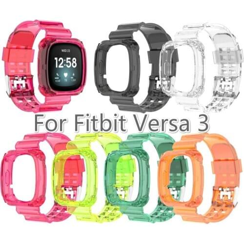 Clear Band Case Strap For Fitbit Versa 3 Protective Bracelet Wristband For Fitbit Sense Strap Replacement Watchband TXTB1