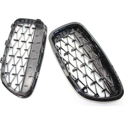 For BMW 5 Series F10 F18 2010-2016 Car modified Diamond Grille Racing Grills bright black ABS plastic Trim Grill