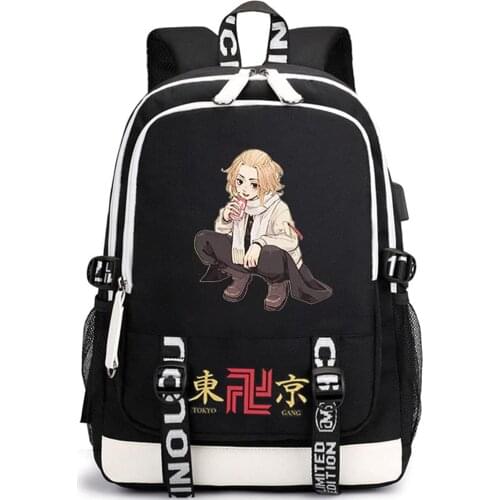 Tokyo Revengers Anime Printed Backpack USB Black Computer Men Women Travel Daypack Student School Bookbag Casual Shoulder Bags