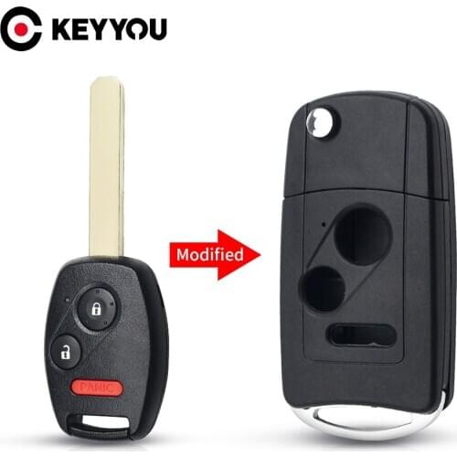 KEYYOU 10X 3+1 Panic 4 Buttons Folding Car Key Shell Case For Honda Odyssey Civic Accord Fit CRV Pilot Flip Key Fob Cover