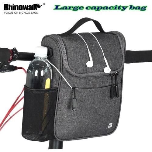 Bicycle Handlebar Bag 5L Large Capacity MTB Road Bike Front Tube Cycling Trip Storage With Waterproof Cover Folding Shoulder Bag