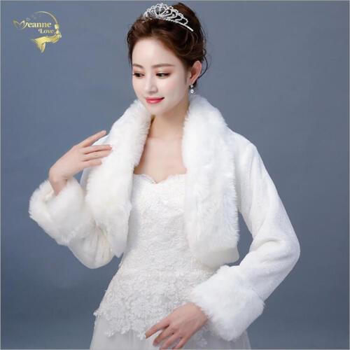 Cape Mariage Long Sleeves Wedding Bolero Faux Fur Coat Bridal Cape Autumn Winter Thick Fur Jacket Women Wedding Jacket For Bride