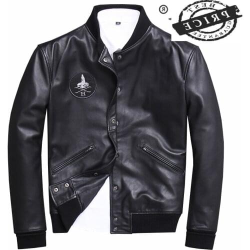 Streetwear aXL Genuine Leather Jacket Men Clothes 2021 Fashion Mens Sheepskin Leather Coat Moto & Biker Short Jackets a2a