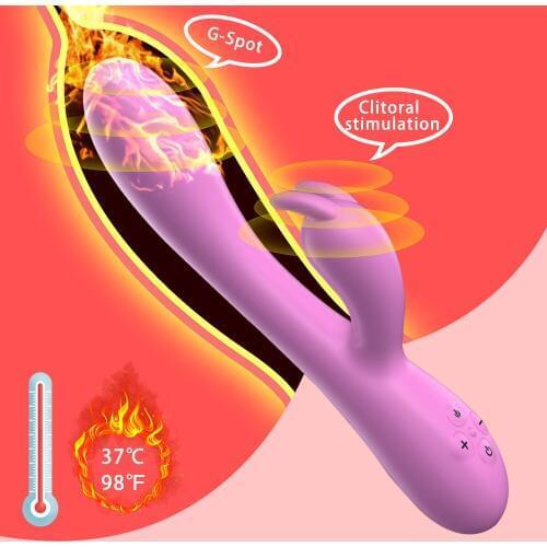 Smart Heating Rabbit vibrator G-spot Clitoris Women masturbator double vibration 180 degree bend soft silicone toys adult sex