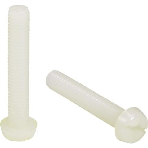 M6x35mm Threaded Nylon Phillips Cross Pan Head Machine Screws Bolts White 50Pcs