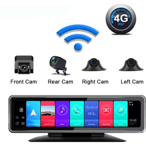 2019 Anstar 10'' Rearview Mirror DVR 4CH Cameras 2GB+32GB Car Camera 4G Android Dash Cam ADAS GPS Auto Registrar