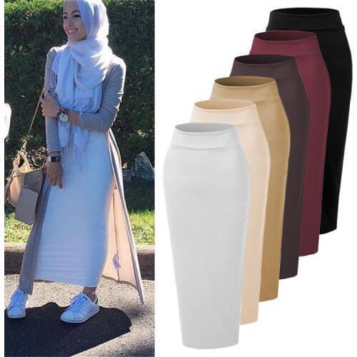 Vestidos Faldas Mujer Moda 2019 UAE Abaya Dubai Kaftan Muslim Long Bodycon Maxi Skirt Dress Women Turkish Islamic Skirts Clothes