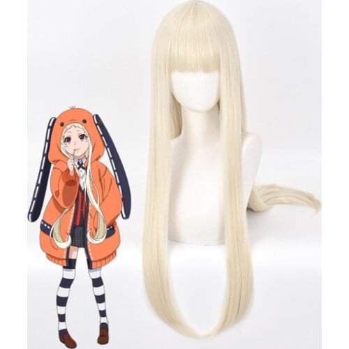 80cm Anime 2021Cosplay Yomoduki Runa Women Long Wig Role Playing Wigs Halloween Cosplay Milk Golden Hair