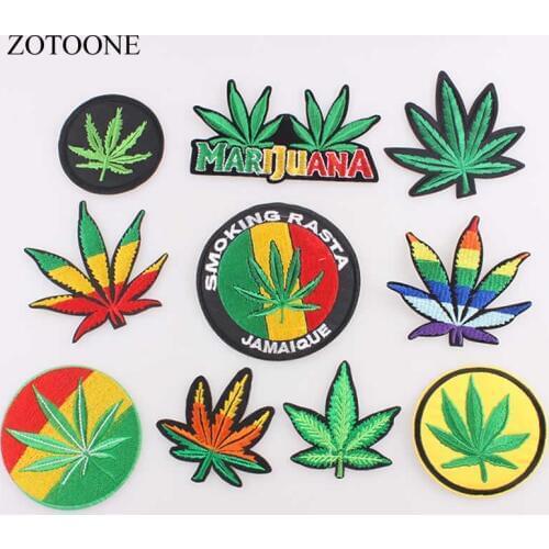 ZOTOONE 10pcs Mixed Leaves Letter Patch Iron On Kids Cheap Embroidered Patches For Clothing Green Tree Leaf Patch For Badges A
