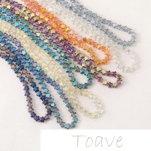 Five-pointed star straight hole stars diy handmade beaded glass crystal necklace earrings material accessories