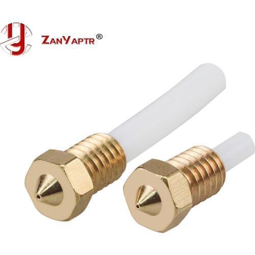 1Pcs E3D V6 Extruder Brass Nozzle PTFE tube can through 0.4mm For 1.75mm Filament Copper Nozzle Print Head