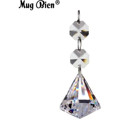 10PCS Crystal Transparent Prism Diamond Hanging Crystal Chandelier Pendants Ball(40mm) with 2 Glass Octagon Chandelie Beads