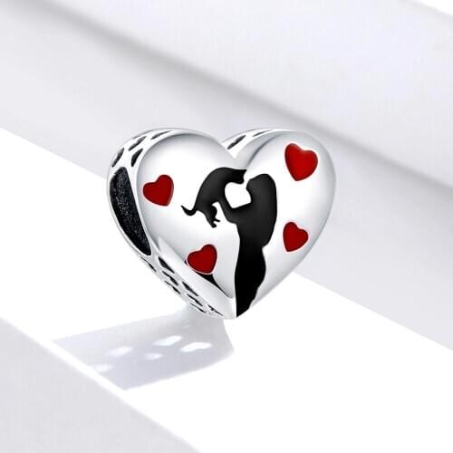 100% 925 Sterling Silver Animal Pet Love Beads Heart Charms Engraved fit for Women Bracelets Silver 925 Jewelry Making
