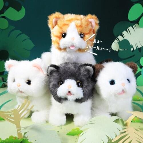 17cm/7inch Mini Soft Plush Crawling Cat Electric Doll Decoration for House Plush Toy Stuffed Cat Robot with Touch Sensor