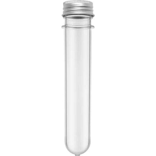 300pcs 100ml Excellent Plastic Transparent Test Tubes With Aluminum Cap Bottles School Supplies Lab Equipments Bottle Jars Decor