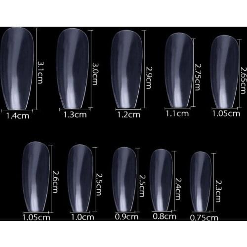 600 PCS Fake Nail Long Ballerina Full Cover Transparent Coffin Shape 10 Different Sizes DIY Design Nails Art Accessories Tool