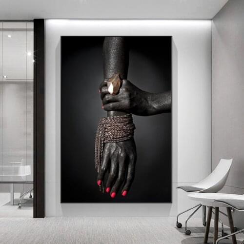 African Womens Black Hands Canvas Painting on the Wall Art Picture Nordic Scandinavian Home Decor Poster Prints for Living Room