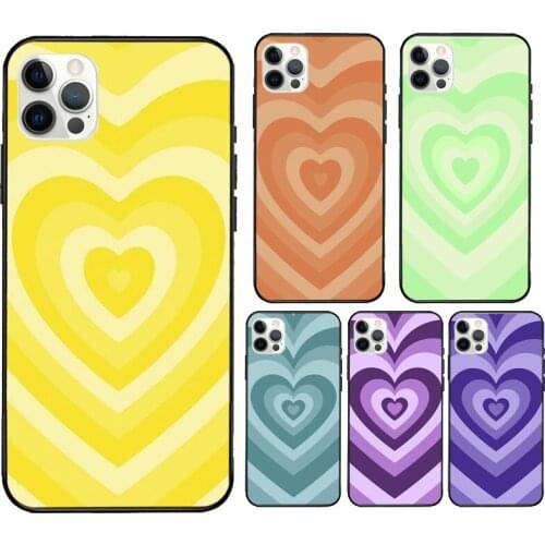 Latte Pink Brown Heart Aesthetic Fundas For iPhone 12 Pro Max Mini XR X XS Max SE 2020 6S 7 8 Plus 11 Pro Max Phone Case