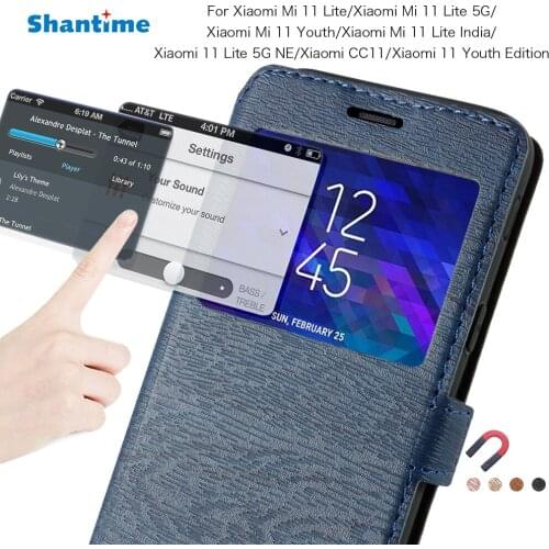 PU Leather Phone Case For Xiaomi Mi 11 Lite 5G Flip Case For Xiaomi Mi 11 Youth View Window Case Soft TPU Silicone Back Cover