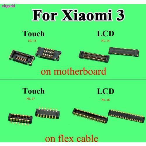 Cltgxdd 2pcs For xiaomi 3 Mi3 LCD Touch screen digitizer FPC connector on Flex Cable and on motherboard