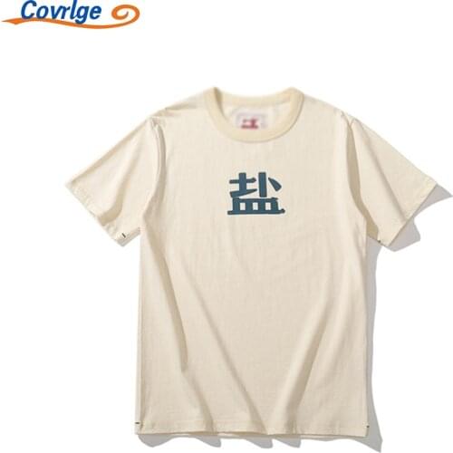 Covrlge Cotton T-shirt Salt Casual Comfortable All-match Sports Printing Loose Retro Style Couple Best Seller Top MTS653