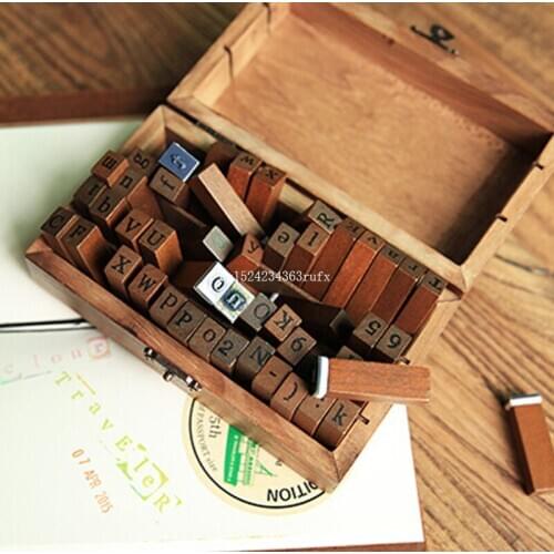 80Sets Uppercase Letters AlPhaBet Digital Wooden Stamps and Letters Seal Standardized Form Stamps
