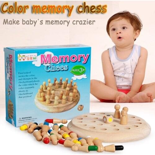 Kids Wooden Toy Puzzles Color Memory Chess Match Game Intellectual Children Party Board Games Baby Educational Learning Toys