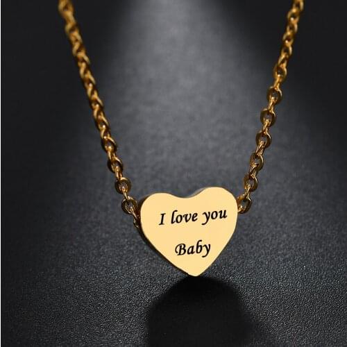 Two Sides Engraving Heart Pendant Gold Stainless Steel Letter Necklace New Custom Name Necklaces Gifts Jewelry For Women/Girls
