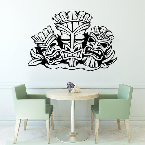 Hawaiian Tiki Bar Window Wall Sticker Aloha Hawaii Tiki Bar Totem Beach Wall Decal Vinyl Home Decor