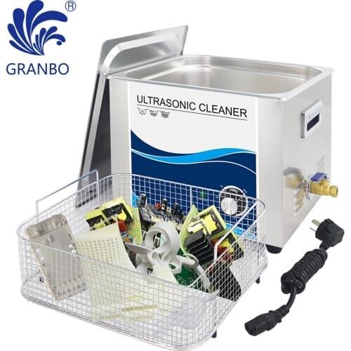 Granbo Ultrasonic Cleaner 15L 40Khz 360W for Electronic PCB Medical Laboratory Tools Dental Car Injectors Nozzle Parts