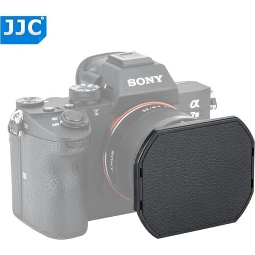 JJC Metal Square Lens Hood with 49mm Filter Screw Thread for Sony DSC-RX1 DSC-RX1R DSC-RX1RII SEL50F18 Lens as SONY LHP-1 + Cap