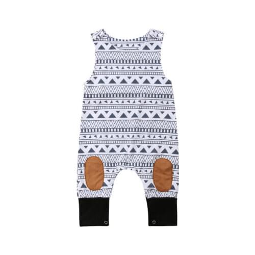 Toddler Baby Boys Girls Romper Geometric Patchwork Jumpsuit Outfits Set Playsuit Baby Clothing