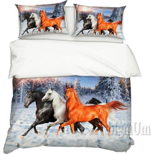 3D Printed Bedding Set 3pcs Racing Car Sailing Horse Astronaut Patten Duvet Cover Pillowcases UK FR GER Size Single Double King