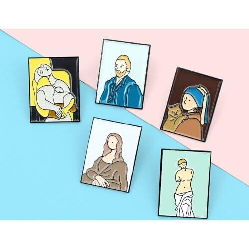 Creative simple cartoon painting brooch abstract brooch pin badge enamel backpack lapel pin hat jewelry gift for friends