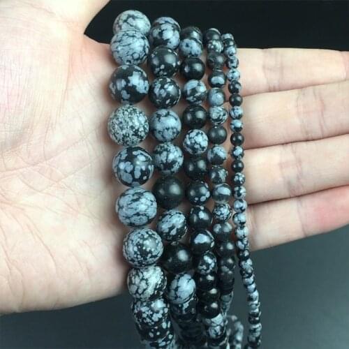Snowflake Jaspers Stone Natural Loose Spacer Beads For Jewelry Making Round Beads 4 6 8 10 12mm DIY Bracelet Necklace 15