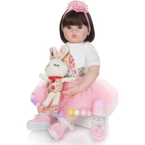 24 inch Bebe Reborn Baby Doll Cotton Body Silicone Vinyl fat face Baby toddler doll Kids Toys Birthday Gifts