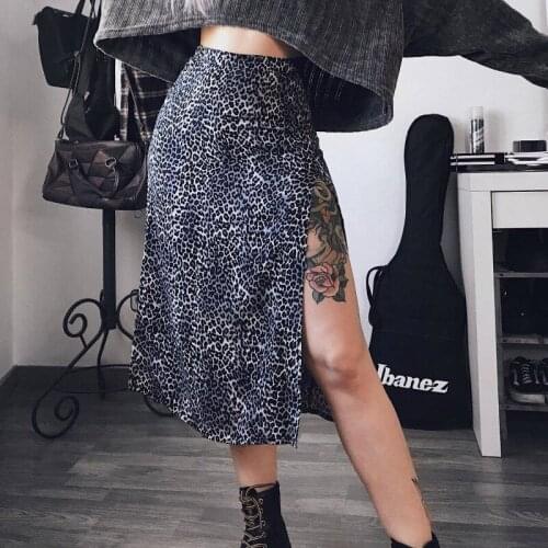 Summer Sexy Women Ladies High Waist Skirts Fashion Slim high Split Casual Midi Skirt Wrap Leopard Flower Bottom Clothes