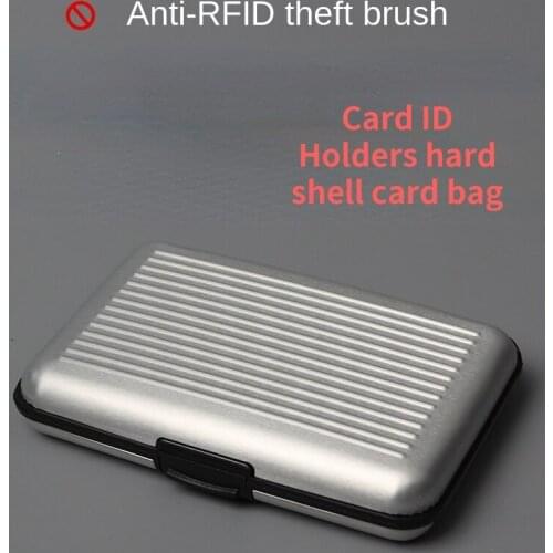 Metal Hard Shell Card ID Holders Card Bag Anti-theft Brush Storage Box Mens and Womens Waterproof Wallet Business Card Box