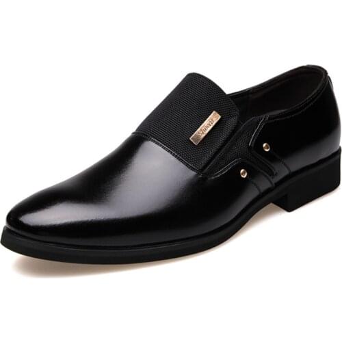 New Mens Shoes Mens British Business Formal Wear Casual Leather Shoes Mens Pointed Toe Caps Large Size Shoes