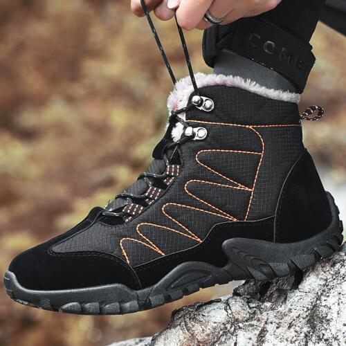 Mens Snow Boots With Fur Waterproof Canvas Shoes Men Outdoor Rubber Ankle Boots Non-slip 2020 Winter Sneakers Warm Botas Hombre