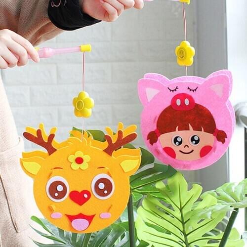 Mid-autumn Festival Cartoon Non-woven Fabric Portable Lantern DIY Material Package Holiday Lantern Party Supplies